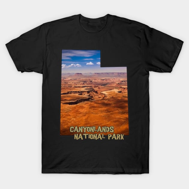 Utah State Outline - Canyonlands National Park T-Shirt by gorff